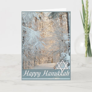 Happy Hanukkah Winter Road Grußkarte Feiertagskarte
