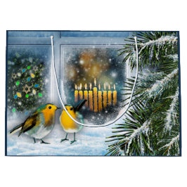 Happy Hanukkah. Winterbilder Große Geschenktüte