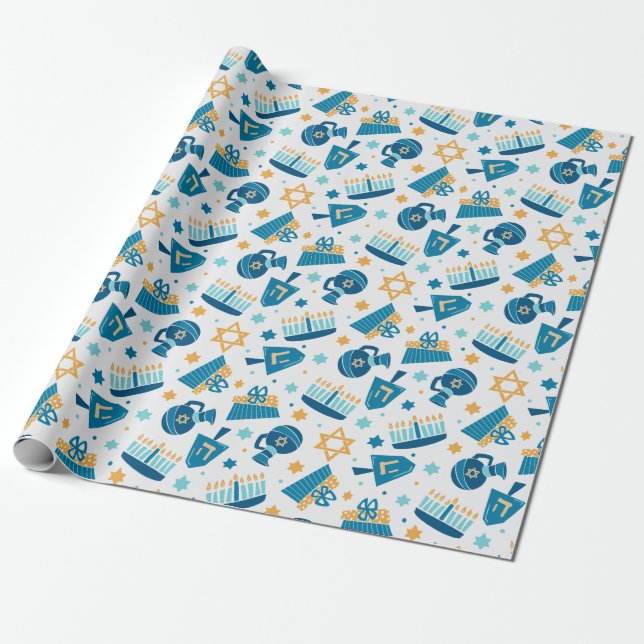 Happy Hanukkah Wrapping Paper Geschenkpapier (Ungerollt)