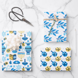 Happy Hanukkah Wrapping Paper Set 3 Geschenkpapier Set