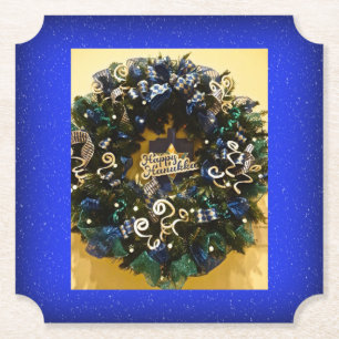 Happy Hanukkah Wreath Juwish Holiday Untersetzer