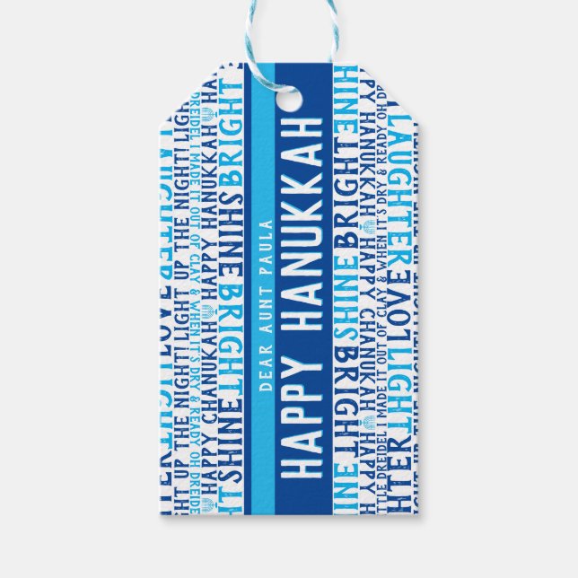 Happy Hanukkah wünscht LIEBE Licht Lachen Funky Geschenkanhänger (Vorderseite)