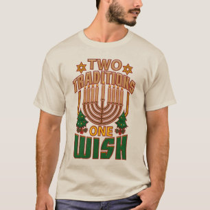 Happy Hanukkah zwei Traditionen einen Wunsch T-Shirt