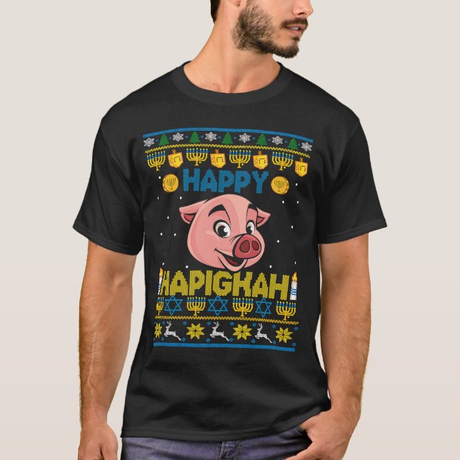 Happy Hapigkah Funny Pig Bauer Sweater Hanukkah C T-Shirt (Vorderseite)
