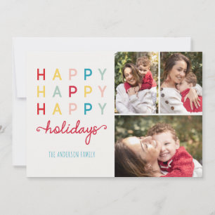 Happy Happy Holidays Modern Foto Card Feiertagskarte