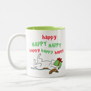 Happy Happy Jack Russell Terrier Niedlich Holiday  Zweifarbige Tasse