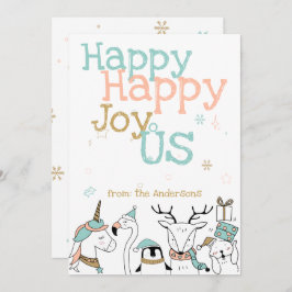 Happy Happy Joy Us Cartoon Critters Weihnachten Einladung