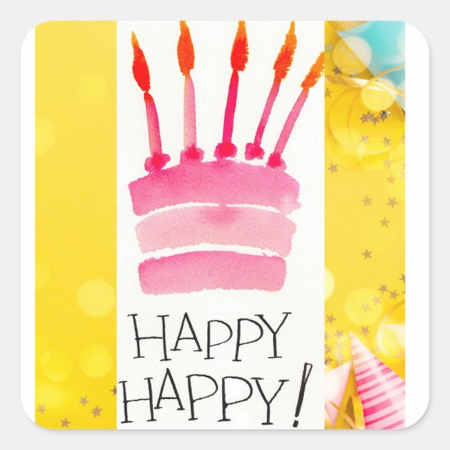 HAPPY HAPPY QUADRATISCHER AUFKLEBER (Vorderseite)