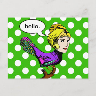 Happy Harpy Anthropomorphic Bird Girl Postcard Postkarte