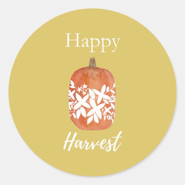 Happy Harvest Fall Pumpkin Stickers - Gelb (Vorderseite)