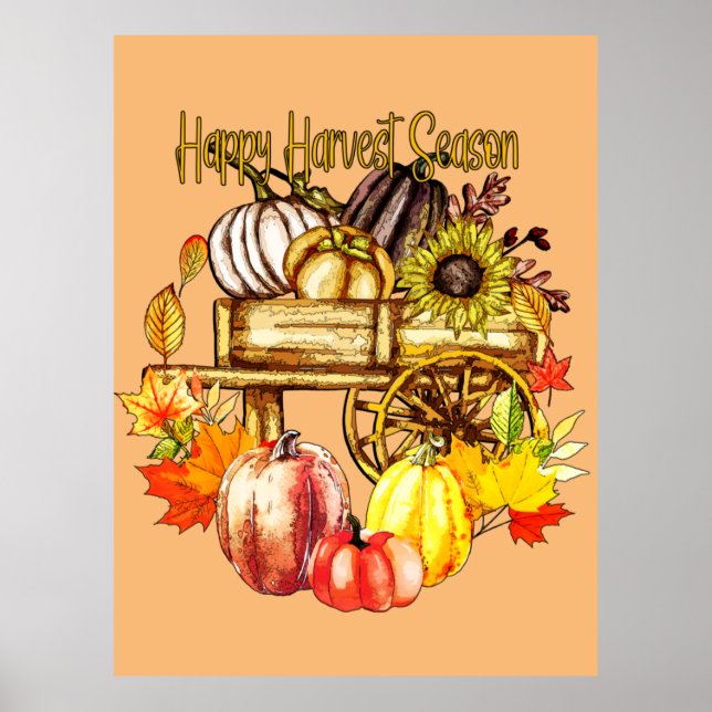 Happy Harvest Season - Autumn Pumpkins Poster (Vorne)