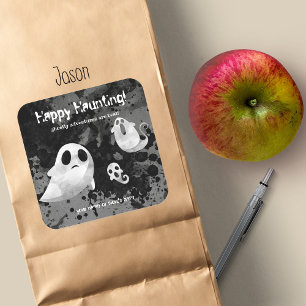 Happy Haunting Ghoful Adventures Quadratischer Aufkleber