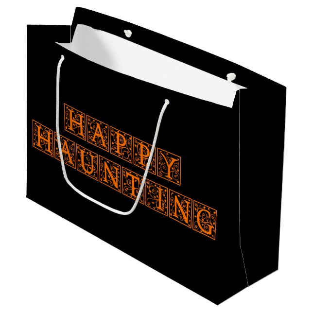 Happy Haunting Große Geschenktüte (Vorderseite Schrägansicht)
