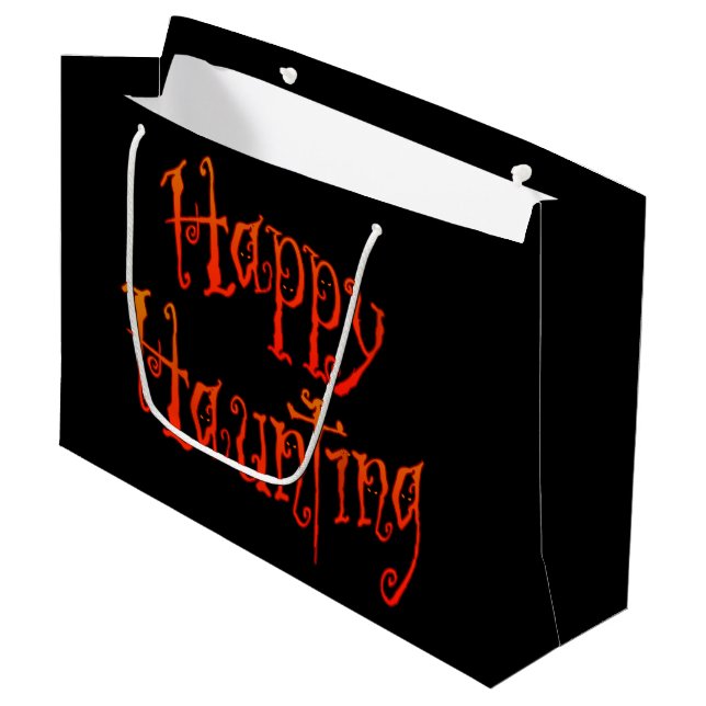 Happy Haunting Große Geschenktüte (Vorderseite Schrägansicht)