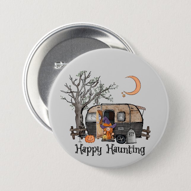 Happy Haunting | Halloween Camper | Spooky Hexe Button (Vorne & Hinten)