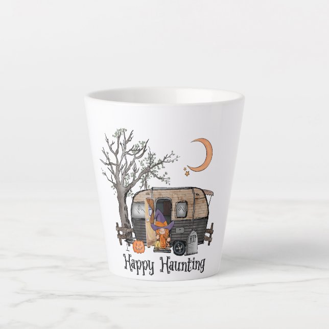 Happy Haunting | Halloween Camper | Spooky Hexe Milchtasse (Vorderseite)