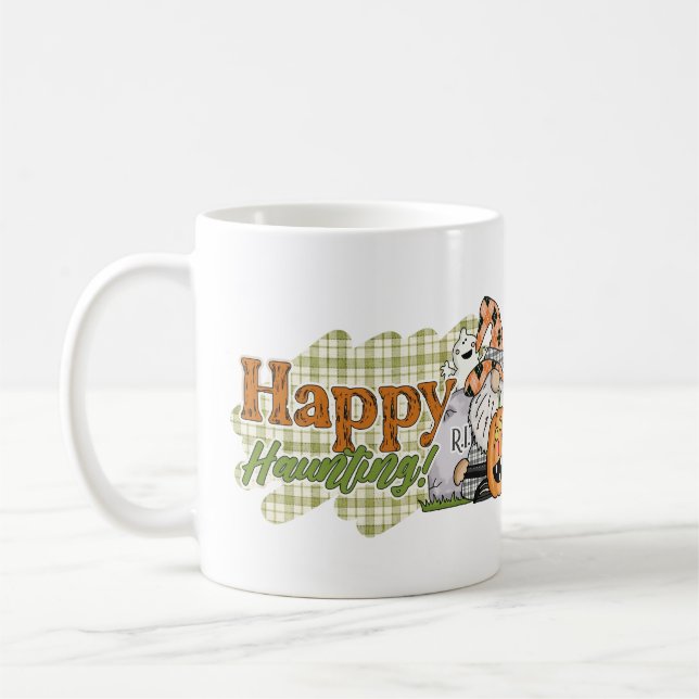 Happy Haunting Halloween Gnome Kaffeetasse (Links)