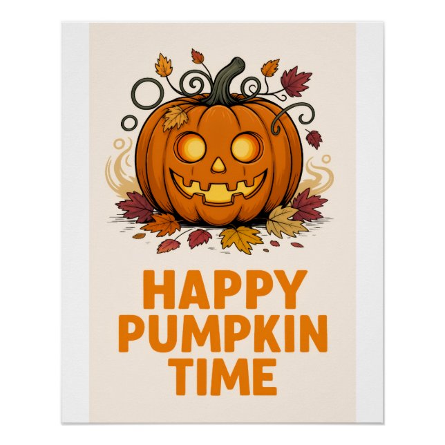 Happy Haunting - Halloween Pumpkin Poster 📝 Opis (Vorderseite)