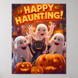 Happy Haunting - kids Halloween Poster