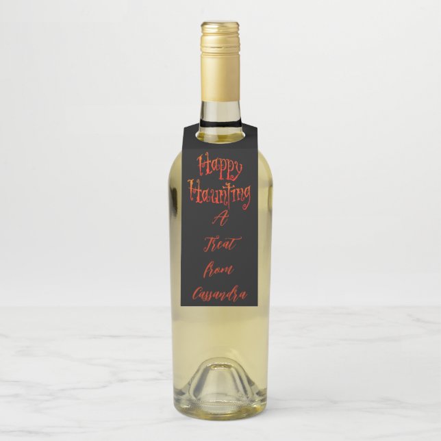 Happy Haunting Personalisiert Flaschenanhänger (Auf Flasche)