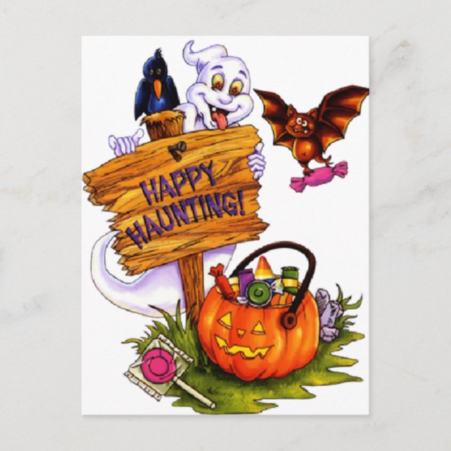 Happy Haunting Postkarte (Vorderseite)