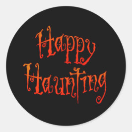 Happy Haunting Runder Aufkleber