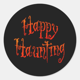 Happy Haunting Runder Aufkleber