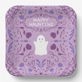 "Happy Haunting" Süße Halloween-Geister-Papierplat Pappteller