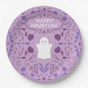 "Happy Haunting" Süße Halloween-Geister-Papierplat Pappteller