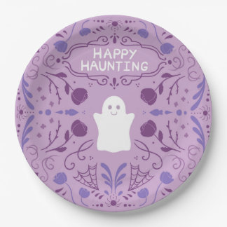 "Happy Haunting" Süße Halloween-Geister-Papierplat Pappteller