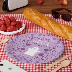 "Happy Haunting" Süße Halloween-Geister-Papierplat Pappteller