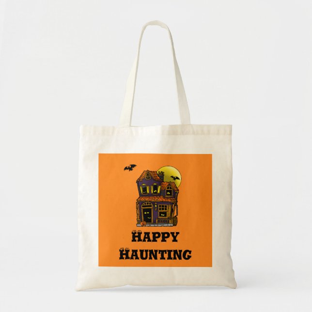 Happy Haunting Trick oder Treat Leinwand Tote Bag Tragetasche (Vorne)