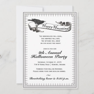 Happy Haunting Vintag Classic Halloween Einladung
