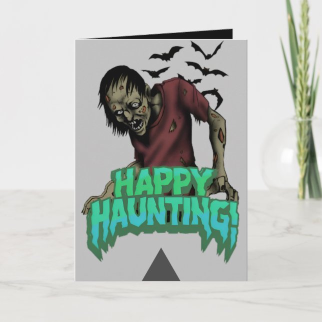 Happy Haunting Zombie Halloween Spooky Card Karte (Vorderseite)