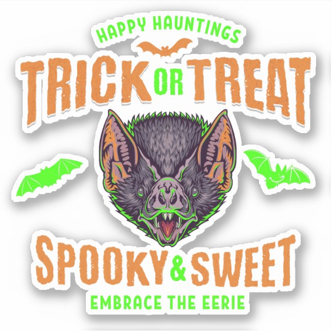 Happy Hauntings | Halloween-Fledermäuse, Trick ode Aufkleber (Vorderseite)