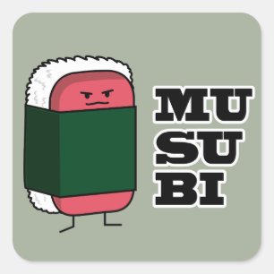 Happy Hawaiian Musubi Sushi Nori Algen Quadratischer Aufkleber
