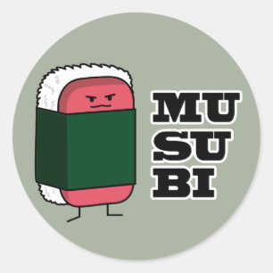 Happy Hawaiian Musubi Sushi Nori Algen Runder Aufkleber