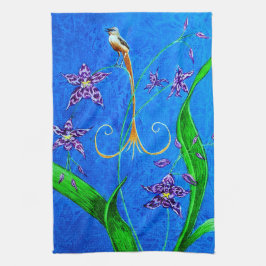 Happy Hawaiian Orchid Bird Geschirrtuch
