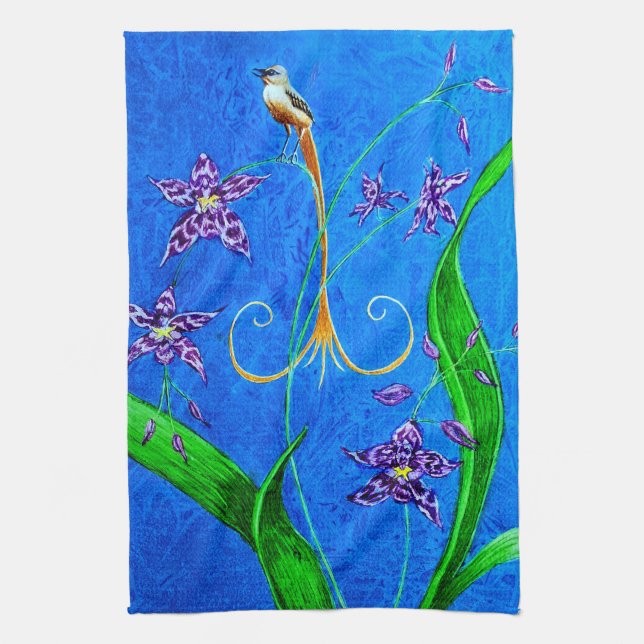 Happy Hawaiian Orchid Bird Geschirrtuch (Vertikal)