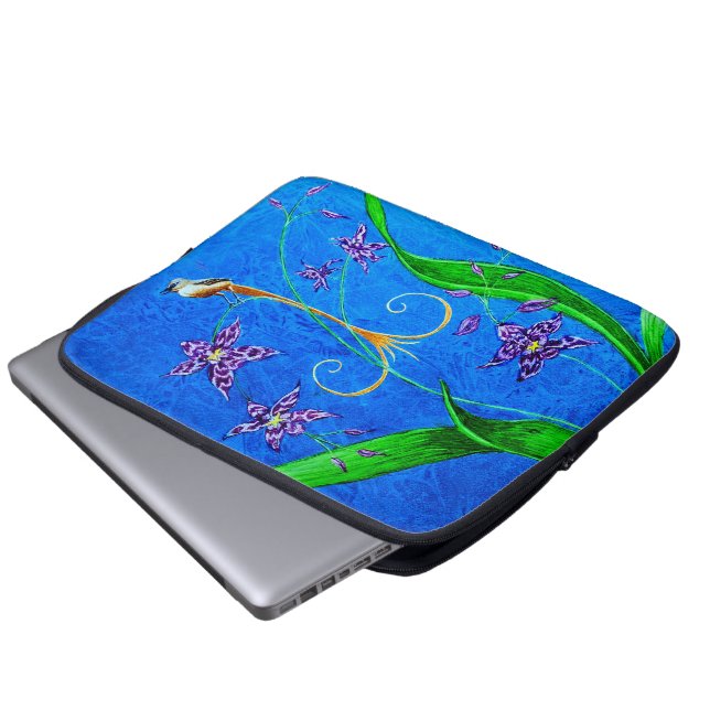 Happy Hawaiian Orchid Bird Laptopschutzhülle (Vorne Knopf)