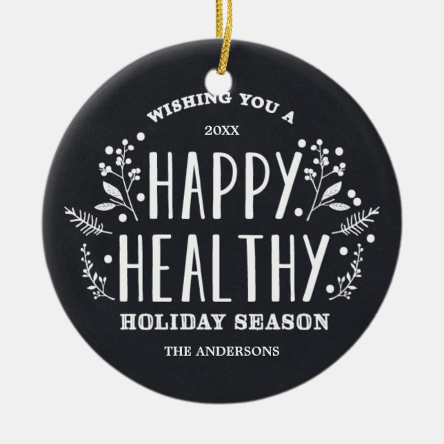 Happy Healthy Holiday | Festtagsausstellung Keramikornament (Vorne)