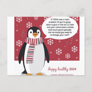 Happy Healthy New Year 2024: A Pinguin's Mathemati Feiertagspostkarte