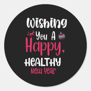 Happy Healthy New Year Runder Aufkleber