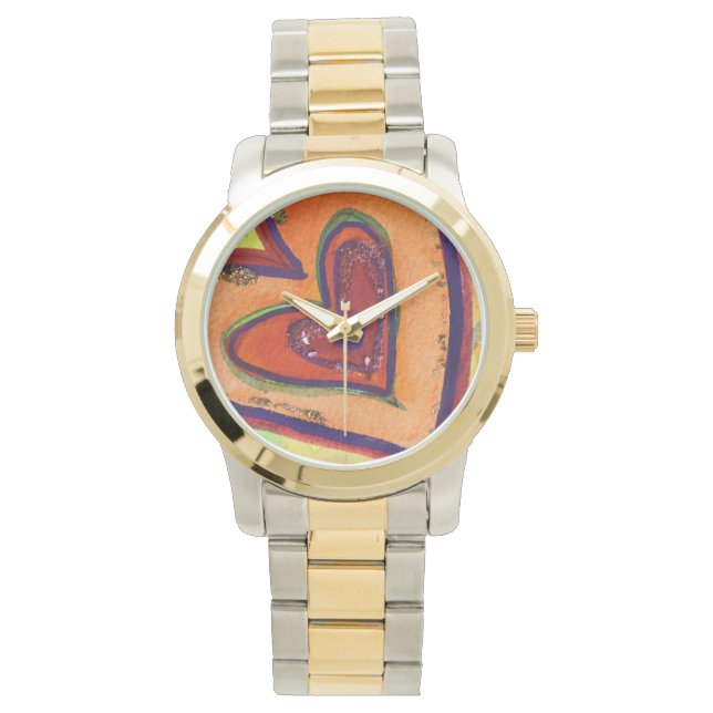 Happy Hearful Art Custom Watch Design Armbanduhr (Vorderseite)