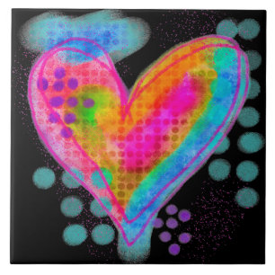 Happy Heart Abstrakt Digital Painting Fliese