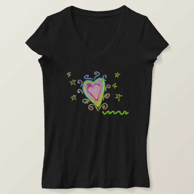 Happy Heart Abstrakt Wearable Art T-Shirt (Design vorne)