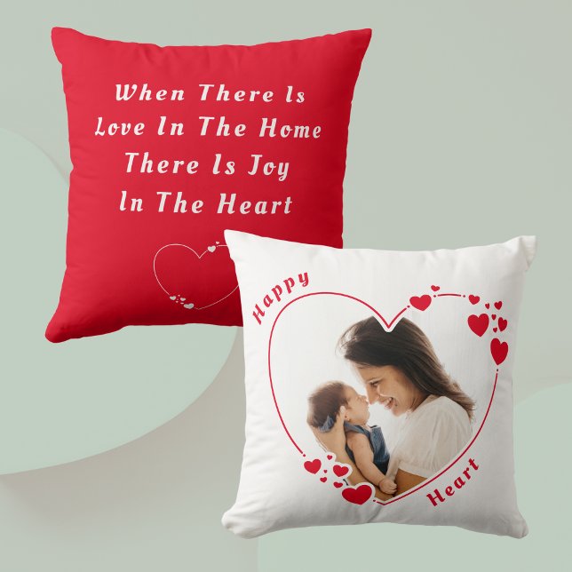 Happy Heart Custom Foto Pillow Red Kissen (Von Creator hochgeladen)