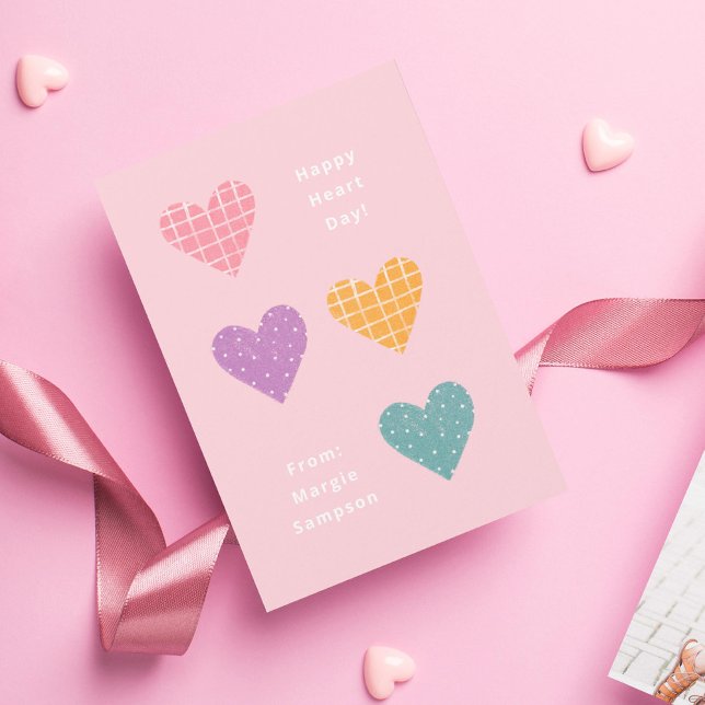 Happy Heart Day Pastel Hearts Klasse Valentine Einladung (Von Creator hochgeladen)