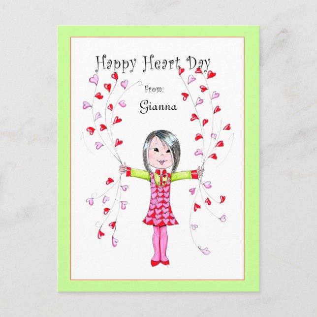 Happy Heart Day Postcard Postkarte (Vorderseite)