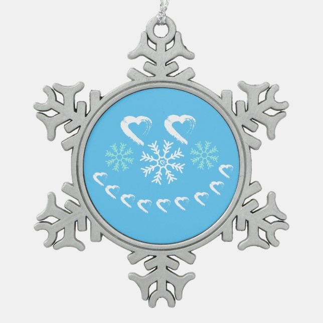 Happy Heart Snowflake Ornament (Vorderseite)